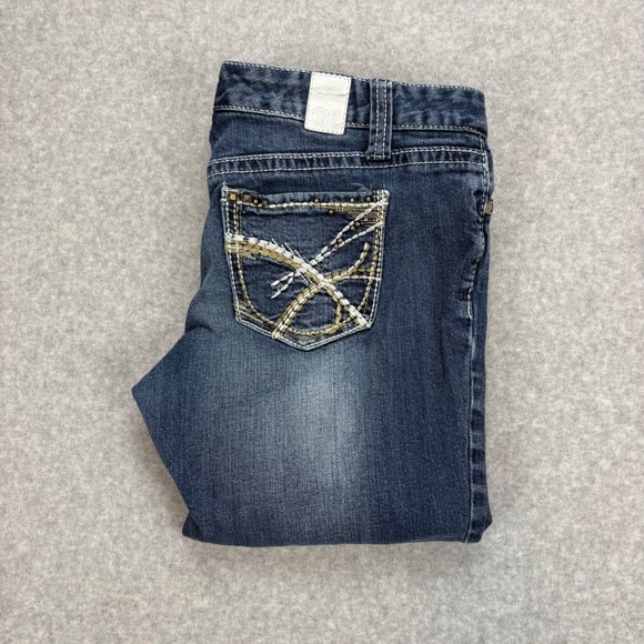 Maurices Pants - Maurices Capris Jeans Women 7/8 Blue REG Dark Wash Embellished Pockets Stretch